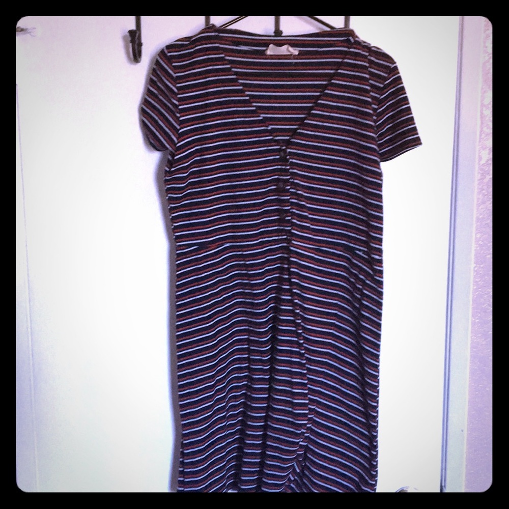 Navy blue striped Skater Dress (plus size)